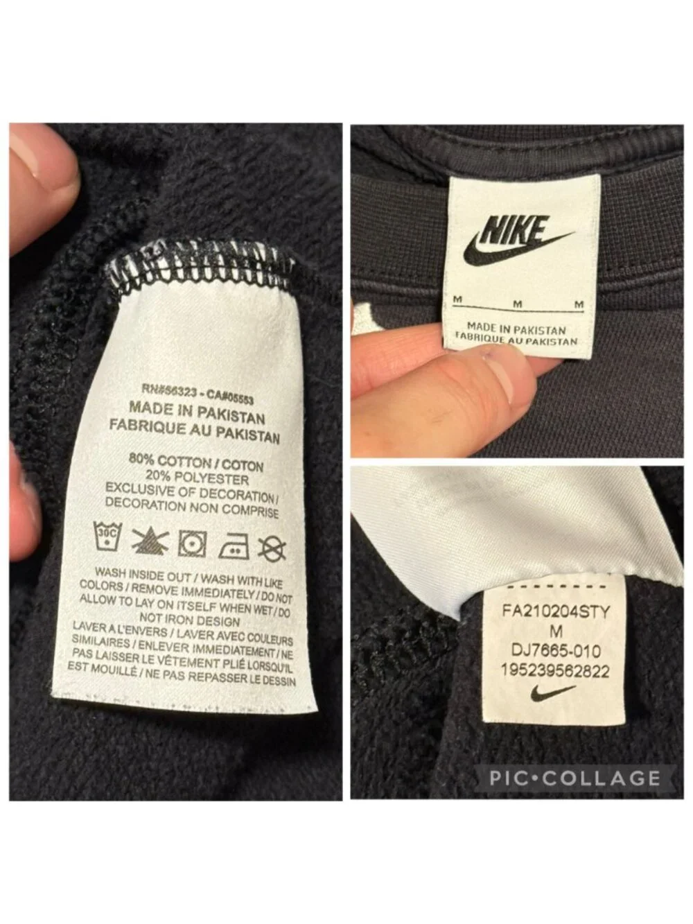 Nike Women Center Swoosh Crew Neck Crop Top Active Wear Oversized Sz M Black *Re